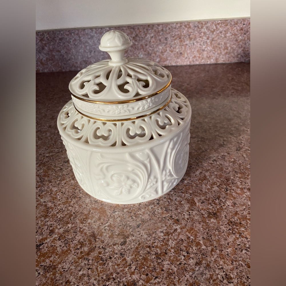Lenox White and Gold Decorative Covered Jar